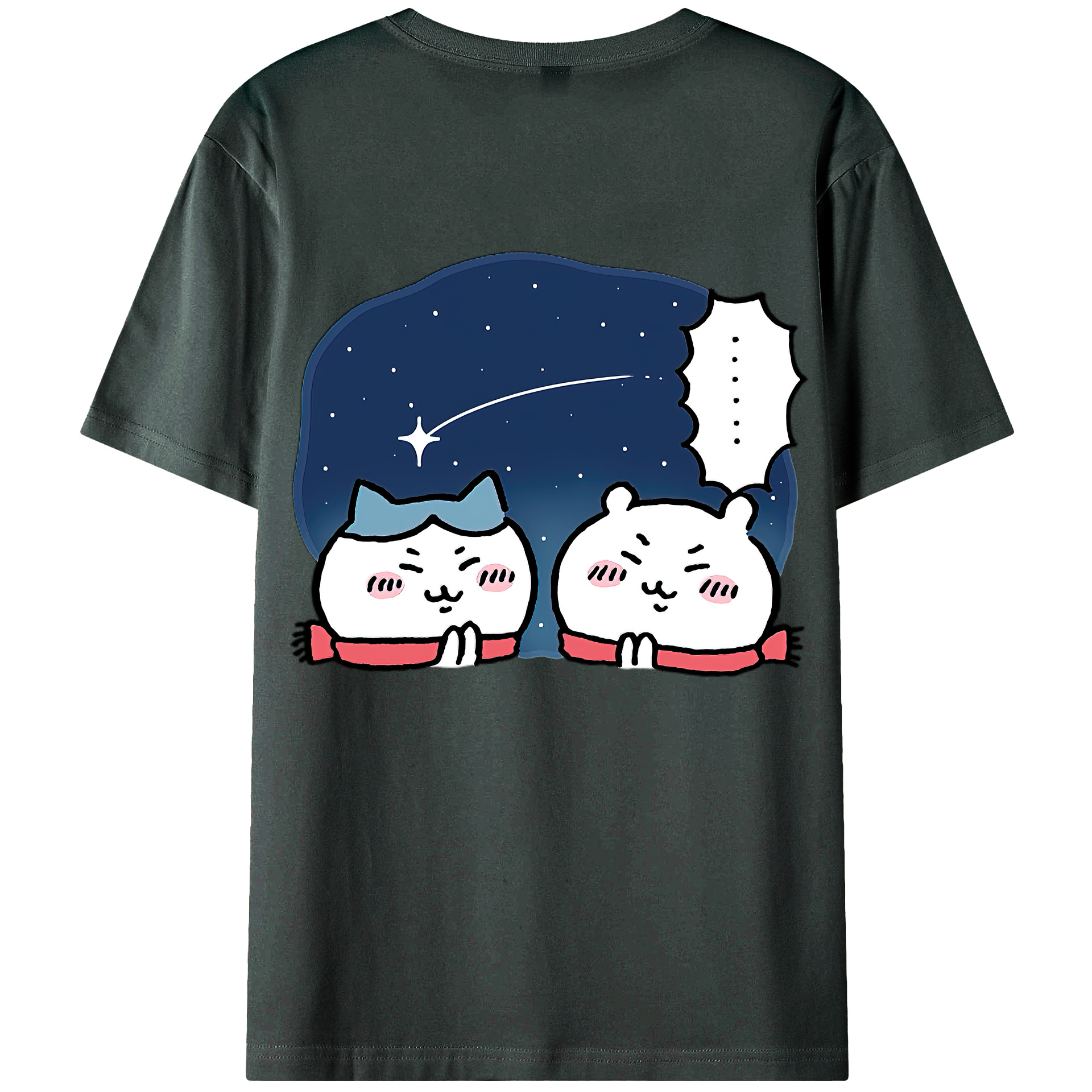（画像用） ちいかわ ハチワレ Chii-kawa hachiware 綿100％ メンズ半袖Tシャツ（バックプリント） 通気性